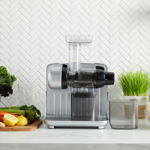 Omega Cold Press 365 Masticating Slow Juicer with On-Board Storage, in Silver