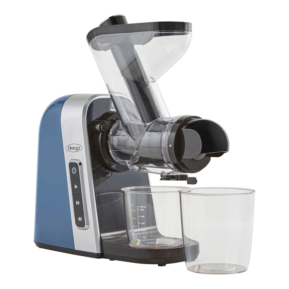 MM400BL13 Omega Slow Masticating Juicer, BPA Free with Wide Mouth, Blue