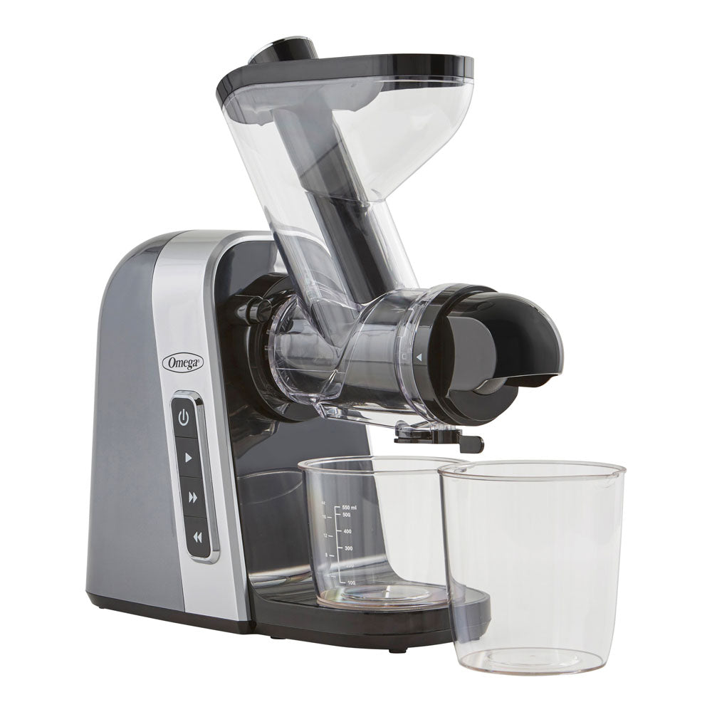 MM400GY13 Omega Slow Masticating Juicer, BPA Free with Wide Mouth, Gray