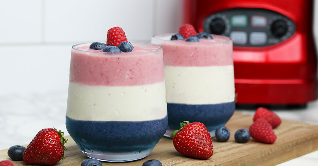 Red White & Blue Smoothie, Banana & Berry Smoothie, Low Speed Blenders