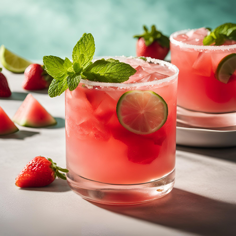 Strawberry Watermelon Margarita Mocktail Cooler