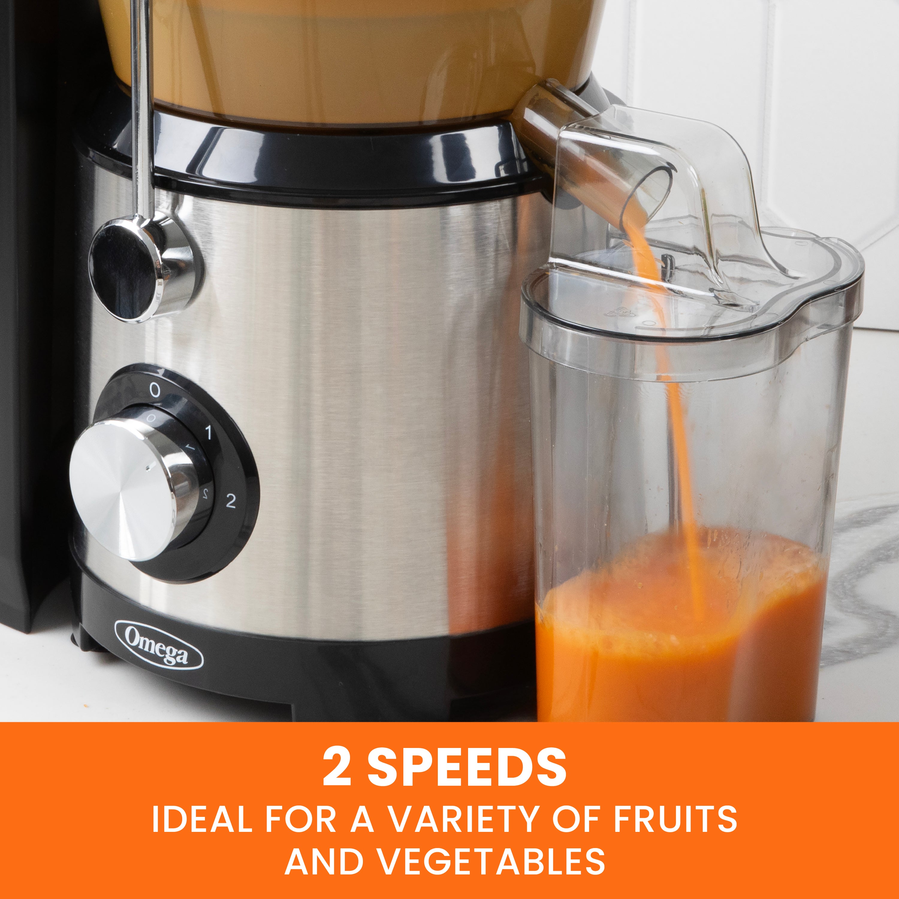 Omega High Speed Juicer with Large Chute, in Black (OMJCHSLCBK13