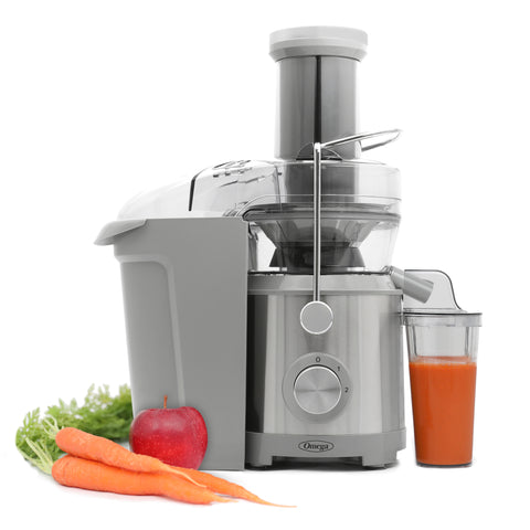 Omega High Speed Juicer with Extra Large Chute, in Silver