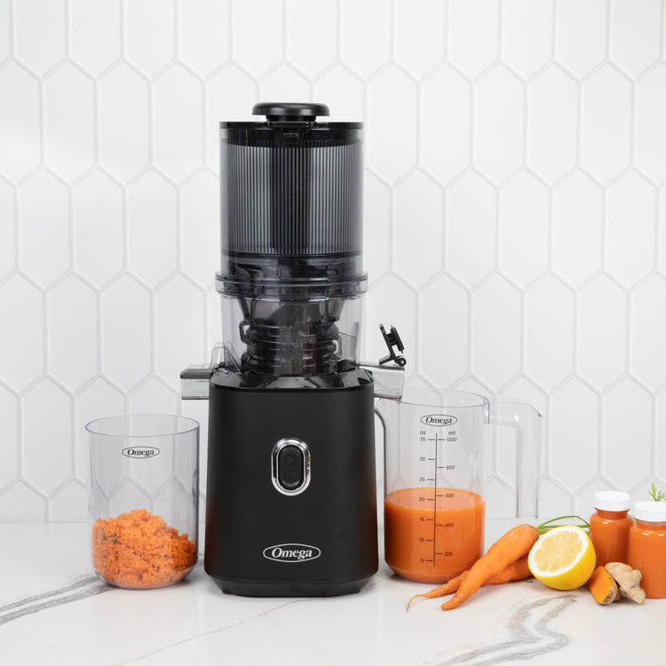 Omega Time Saving Batch Juicer Cold Press Juicer in Black OMJCSMVBBK13