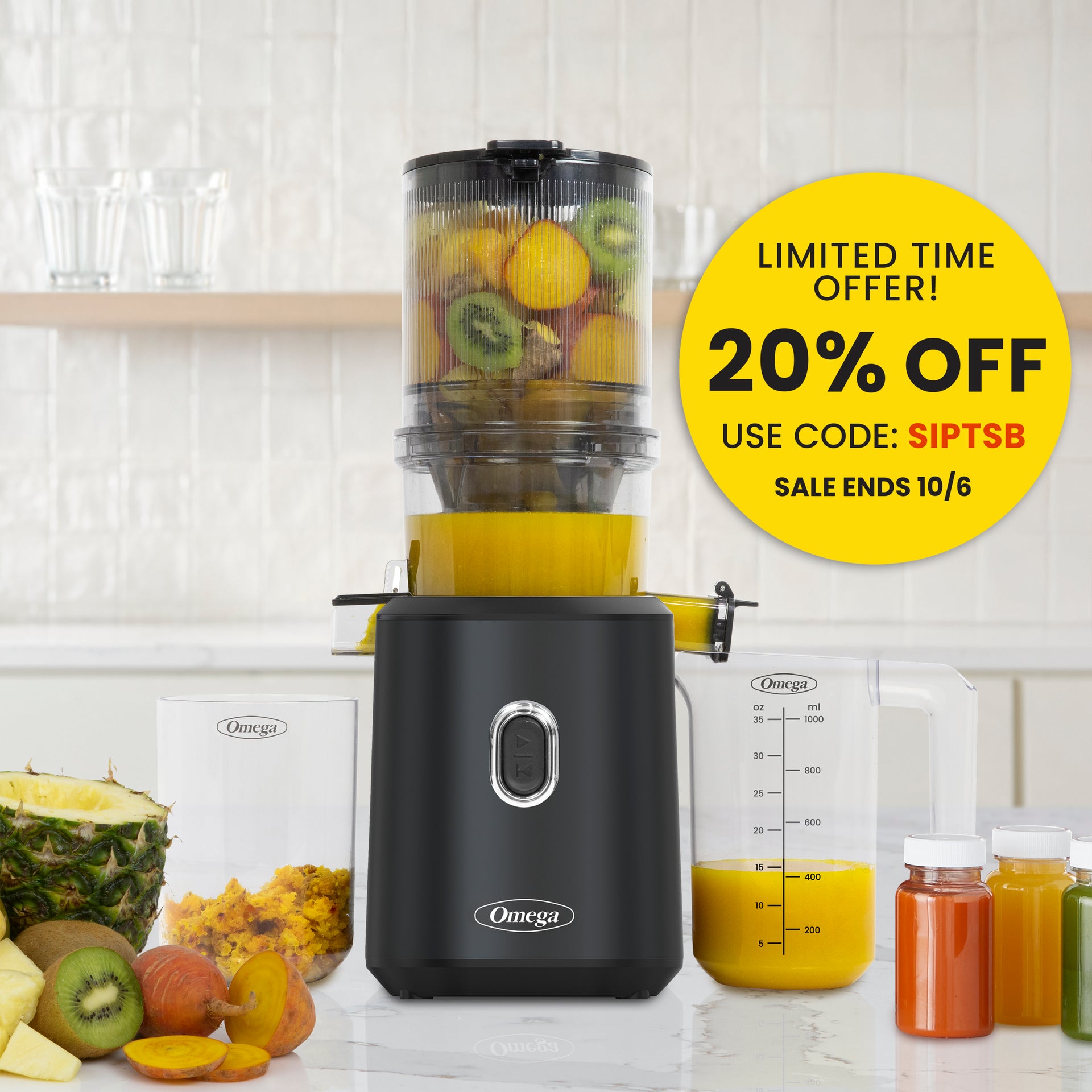Omega Time Saving Cold Press Batch Juicer (OMJCSMVBBK13)