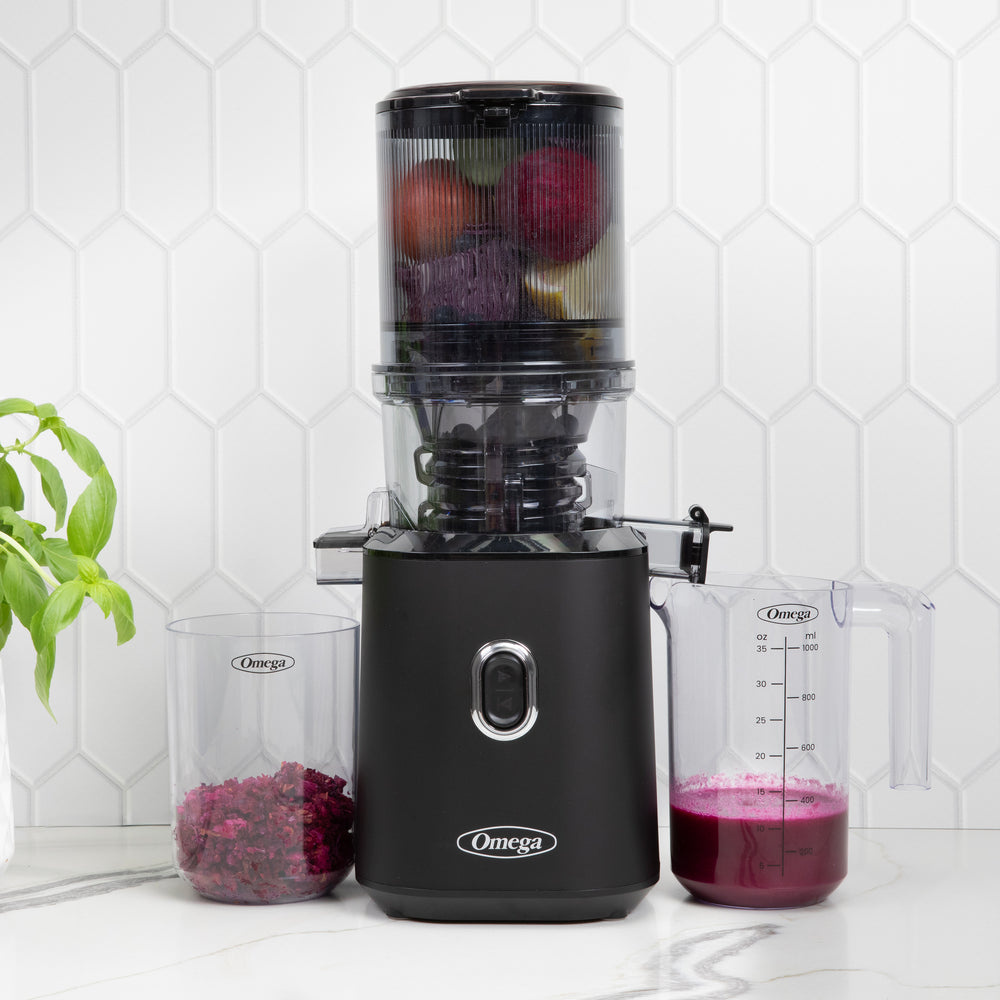 Omega Time Saving Cold Press Batch Juicer, in Black