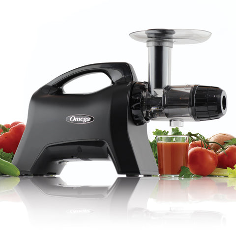 Omega Cold Press Masticating Horizontal Juicer with 3-Stage Augur, in Matte Black