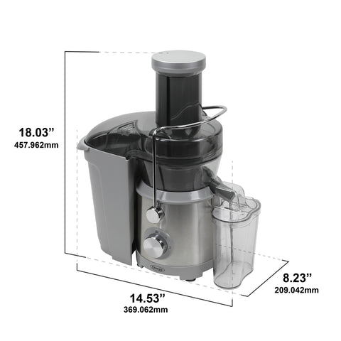 Omega High Speed Juicer with Extra Large Chute, in Silver