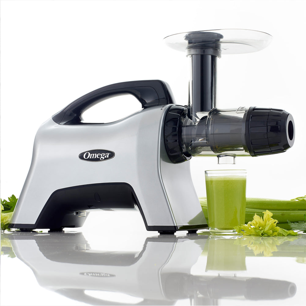 Omega Cold Press Masticating Horizontal Juicer with 3-Stage Augur, in Silver