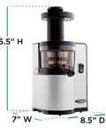 Omega Cold Press Masticating Vertical Low-Speed Juicer, in Silver