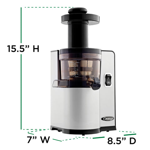 Omega Cold Press Masticating Vertical Low-Speed Juicer, in Silver