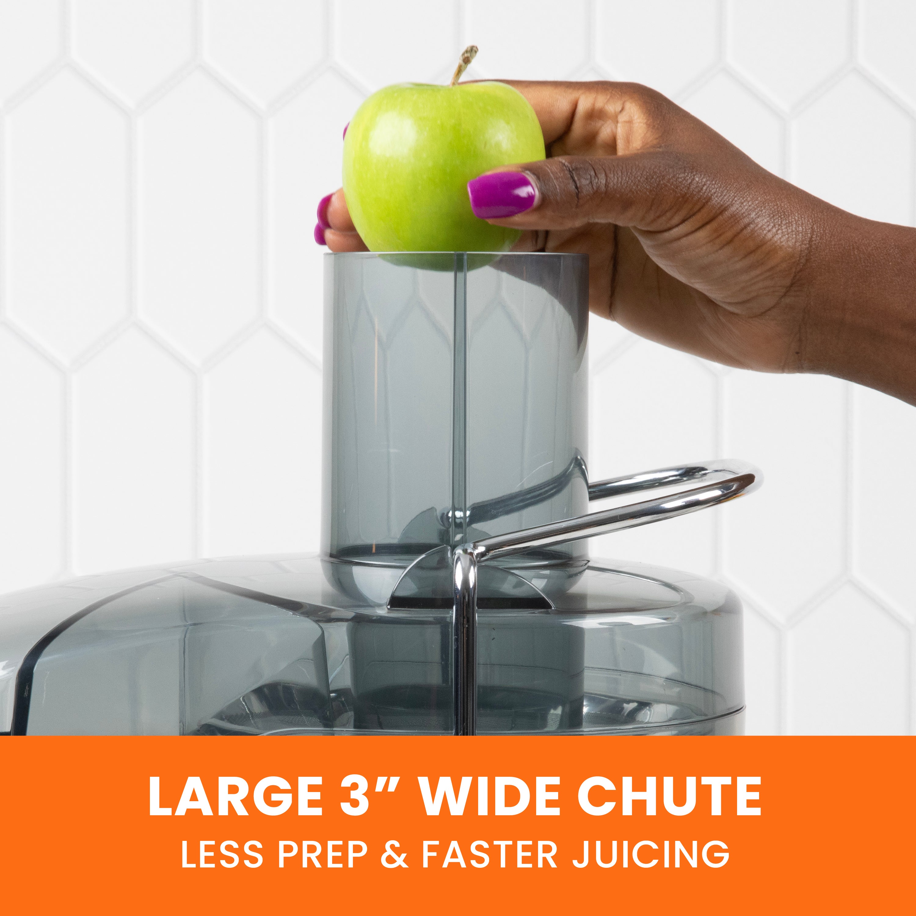 Omega High Speed Juicer with Large Chute, in Black (OMJCHSLCBK13