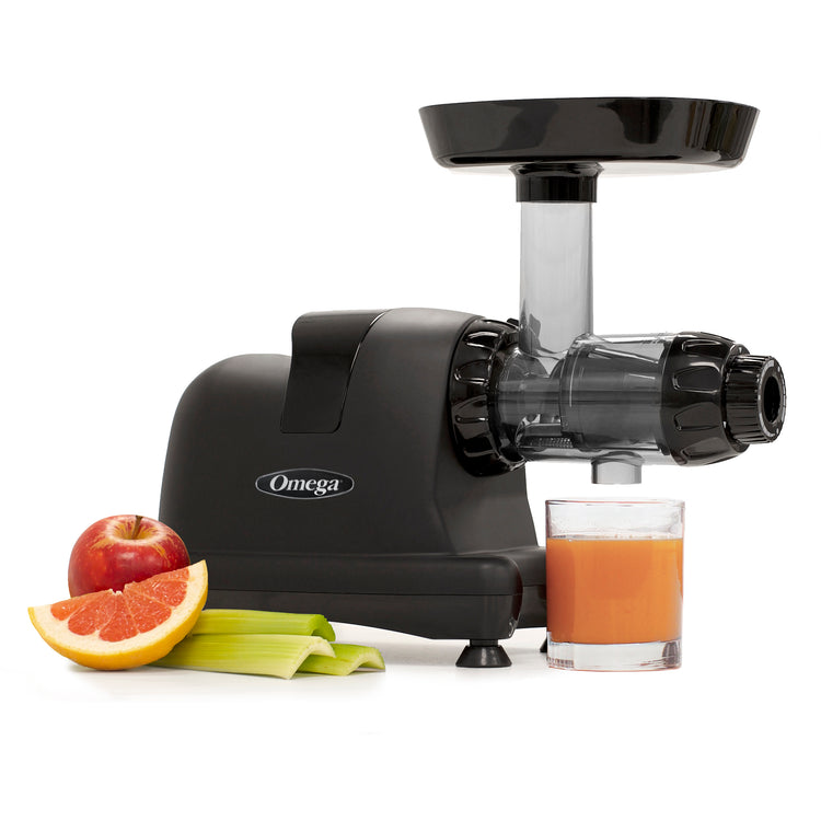 Omega Ultimate Juicer and Nutrition System Low Speed Horizontal Juicer in Matte Black J8006HDBLK