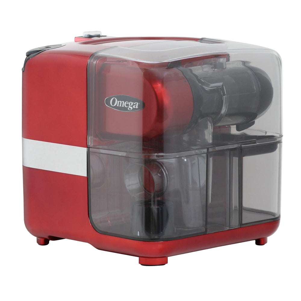 Omega Cold Press 365 Masticating Slow Juicer with On-Board Storage, in Red